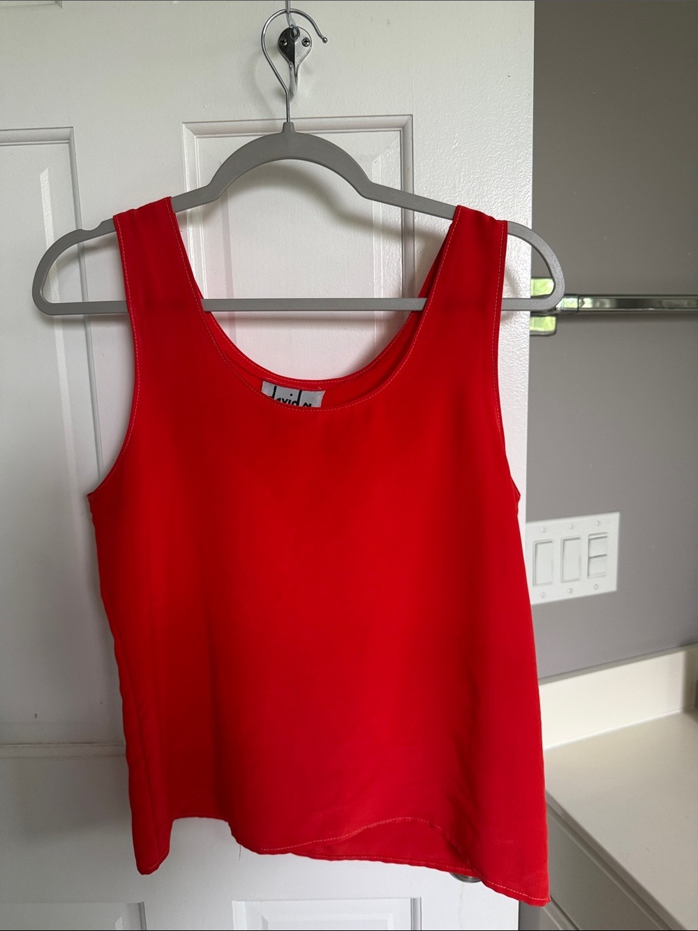 Vintage Made in USA Tomato Red Viscose Tank Top Viscose
